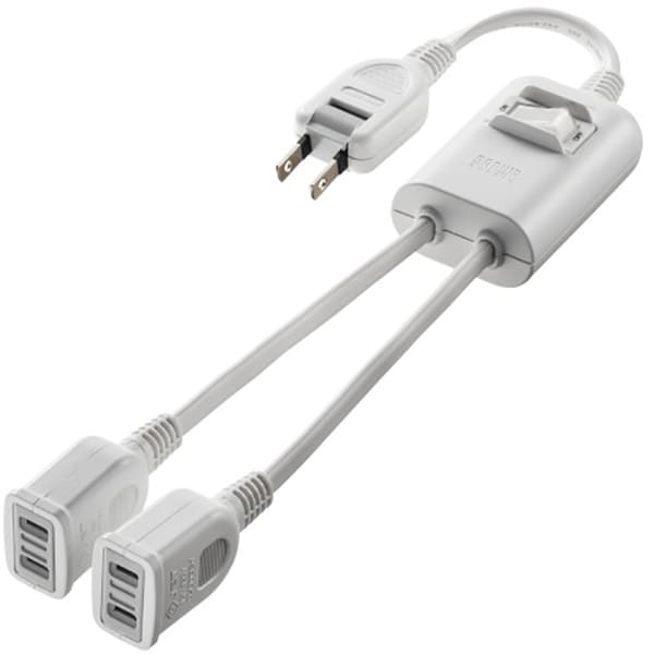 電源タップ 2個口 一括スイッチ付き 極性付きコンセント 2P ACアダプタ対応 折りたたみ式プラグ ホワイト 0.4m TAP-EX2SWW
