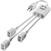 電源タップ 3個口 一括スイッチ付き 極性付きコンセント 2P ACアダプタ対応 スイングプラグ ホワイト 0.5m TAP-EX3SWW