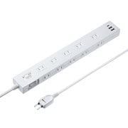 電源タップ 10個口 USB Type-C×1 Type-A×2 PD20W 一括集中スイッチ 雷ガード ほこり防止シャッター付 マグネット取り付け可能 2m 2P スイングプラグ ホワイト スマホ/タブレット充電 TAP-SP2110NUC-2W