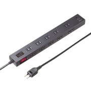 電源タップ 10個口 USB Type-C×1 Type-A×2 PD20W 一括集中スイッチ 雷ガード ほこり防止シャッター付 マグネット取り付け可能 3m 2P スイングプラグ ブラック スマホ/タブレット充電 TAP-SP2110NUC-3BK