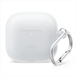 AirPods 4用 シリコンカバーケース カラビナ付き 耐衝撃 ワイヤレス充電/MagSafe対応 SILICONE HANG CASE ナイトグローブルー EL_AP4CSSCN2_NB