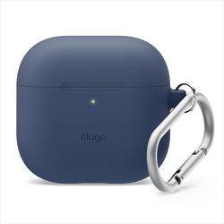 AirPods 4用 シリコンカバーケース カラビナ付き 耐衝撃 ワイヤレス充電/MagSafe対応 SILICONE HANG CASE ジーンインディゴ EL_AP4CSSCN2_JI