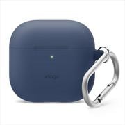 AirPods 4用 シリコンカバーケース カラビナ付き 耐衝撃 ワイヤレス充電/MagSafe対応 SILICONE HANG CASE ジーンインディゴ EL_AP4CSSCN2_JI