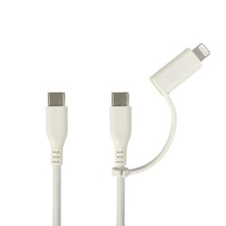 PD60W対応 Type-C/Type-C Lightning 2way ケーブル 白（ホワイト） CD-CLJ100W