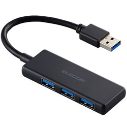 USBハブ USB3.2 Gen1 USB-A×3 バスパワー コンパクト 薄型 ケーブル長10cm ブラック U3H-H030XBK