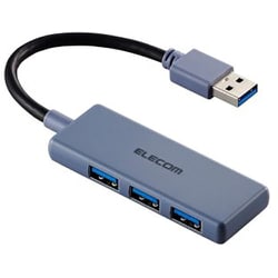 USBハブ USB3.2 Gen1 USB-A×3 バスパワー コンパクト 薄型 ケーブル長10cm ネイビー U3H-H030XNV