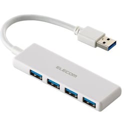 USBハブ USB3.2 Gen1 USB-A×4 バスパワー コンパクト 薄型 ケーブル長10cm ホワイト U3H-H040XWH