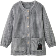 ネコ柄 ふわふわかっぽう着 グレー M-Lサイズ