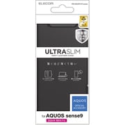PM-S244PLFUBK [AQUOS sense9 SH-53E ケース レザー カバー 手帳型 マグネット フラップ 衝撃吸収 超軽量 薄型 スタンド機能付 UltraSlim ブラック]
