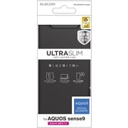 AQUOS sense9 SH-53E ケース レザー カバー 手帳型 マグネット フラップ 衝撃吸収 超軽量 薄型 スタンド機能付 UltraSlim ブラック PM-S244PLFUBK