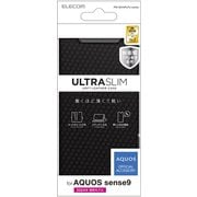 AQUOS sense9 SH-53E ケース レザー カバー 手帳型 マグネット フラップ 衝撃吸収 超軽量 薄型 スタンド機能付 UltraSlim カーボンブラック PM-S244PLFUCB