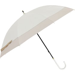 日傘 長傘 婦人用 晴雨兼用 LINEDROPS バイカラー グログランテープ 50cm 手開き式 UVカット率99％以上 遮光率99％以上 遮熱加工 UPF50＋ はっ水加工 切り継ぎデザイン ホワイト×ベージュ 24LD-PKT-1