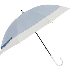 日傘 長傘 婦人用 晴雨兼用 LINEDROPS バイカラー グログランテープ 50cm 手開き式 UVカット率99％以上 遮光率99％以上 遮熱加工 UPF50＋ はっ水加工 切り継ぎデザイン ブルーグレー×ホワイト 24LD-PKT-3
