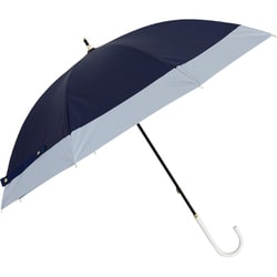 日傘 長傘 婦人用 晴雨兼用 LINEDROPS バイカラー グログランテープ 50cm 手開き式 UVカット率99％以上 遮光率99％以上 遮熱加工 UPF50＋ はっ水加工 切り継ぎデザイン ネイビー×ブルーグレー 24LD-PKT-5