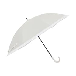 日傘 長傘 婦人用 晴雨兼用 LINEDROPS グログランリボン 50cm 手開き式 UVカット率99％以上 遮光率99％以上 遮熱加工 UPF50＋ はっ水加工 ホワイト 24LD-PGR-1
