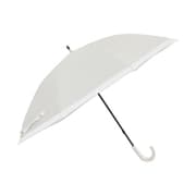 日傘 長傘 婦人用 晴雨兼用 LINEDROPS グログランリボン 50cm 手開き式 UVカット率99%以上 遮光率99%以上 遮熱加工 UPF50+ はっ水加工 ホワイト 24LD-PGR-1