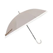 日傘 長傘 婦人用 晴雨兼用 LINEDROPS グログランリボン 50cm 手開き式 UVカット率99%以上 遮光率99%以上 遮熱加工 UPF50+ はっ水加工 グレージュ 24LD-PGR-2