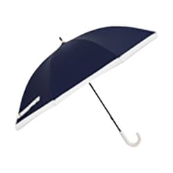 日傘 長傘 婦人用 晴雨兼用 LINEDROPS グログランリボン 50cm 手開き式 UVカット率99％以上 遮光率99％以上 遮熱加工 UPF50＋ はっ水加工 ネイビー 24LD-PGR-4