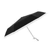 日傘 折りたたみ傘 婦人用 晴雨兼用 LINEDROPS グログランリボン 50cm 手開き式 UVカット率99％以上 遮光率99％以上 遮熱加工 UPF50＋ はっ水加工 ブラック 57421 24LD-PGR-5M