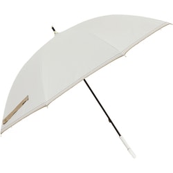 日傘 長傘 婦人用 晴雨兼用 LINEDROPS グログランリボン×ステッチ 50cm 手開き式 UVカット率99％以上 遮光率99％以上 遮熱加工 UPF50＋ はっ水加工 ホワイト 24LD-PGS-1