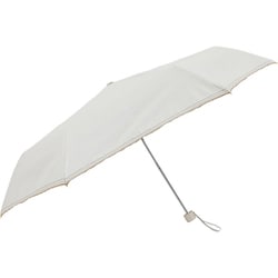 日傘 折りたたみ傘 婦人用 晴雨兼用 LINEDROPS グログランリボン×ステッチ 50cm 手開き式 UVカット率99％以上 遮光率99％以上 遮熱加工 UPF50＋ はっ水加工 ホワイト 24LD-PGS-1M