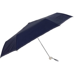日傘 折りたたみ傘傘 婦人用 晴雨兼用 LINEDROPS グログランリボン×ステッチ 50cm 手開き式 UVカット率99％以上 遮光率99％以上 遮熱加工 UPF50＋ はっ水加工 ネイビー 24LD-PGS-4M
