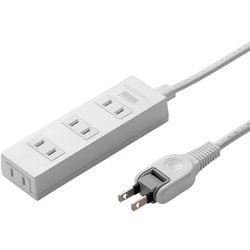 火災予防電源タップ 4個口 2m ほこり防止 折りたたみ式プラグ 絶縁キャップ付き 2ピン ホワイト TAP-TSH42N2