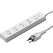火災予防電源タップ 6個口 1m ほこり防止 折りたたみ式プラグ 絶縁キャップ付き 2ピン ホワイト TAP-TSH61N2
