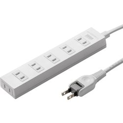 火災予防電源タップ 6個口 3m ほこり防止 折りたたみ式プラグ 絶縁キャップ付き 2ピン ホワイト TAP-TSH63N2