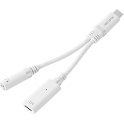 MPA-C35DPDSMWH [USB-C to 3.5mmステレオミニジャック 変換ケーブル DAC搭載 ハイレゾ対応 シリコンメッシュ PD対応 USB充電ポート付 マイク付きイヤホン対応 ホワイト]