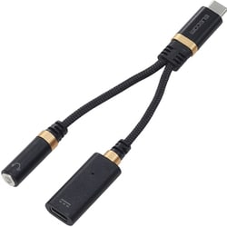 MPA-C35DSPDBK [USB-C to 3.5mmステレオミニジャック 変換ケーブル DAC搭載 ハイレゾ対応 高耐久 PD対応 USB充電ポート付 マイク付きイヤホン対応 ブラック]