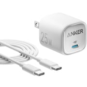USB急速充電器 Anker Charger 25W USB PD(パワーデリバリー)対応 25W USB-C端子ケーブル付き(1.5m) 折りたたみ式プラグ ホワイト B2656121