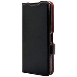 8446RKSMABSMBKR [らくらくスマートフォン a/Lite用 手帳型 薄型 カード入れ スタンド機能 シンプル サイドマグネット BK RD]