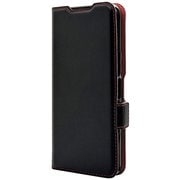 8446RKSMABSMBKR [らくらくスマートフォン a/Lite用 手帳型 薄型 カード入れ スタンド機能 シンプル サイドマグネット BK RD]
