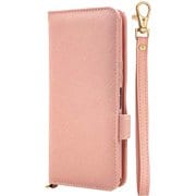 8449RKSMABHSLPK [らくらくスマートフォン a/Lite用 手帳型 カード入れ おしゃれ スタンド機能 シンプル ハンドストラップ付き マグネット式 ライトピンク]
