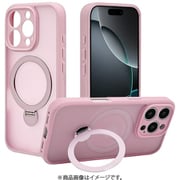 8551IP463ZSFSPK [iPhone 16 Pro用 ZEROSAFE Shaft ハイブリッドケース TPU＋PC カメラ周囲保護 Magsafe対応 360°回転スタンド フロストピンク]