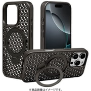 8557IP463ZSFMBK [iPhone 16 Pro用 ZEROSAFE Mesh ハイブリッドケース TPU＋PC Magsafe対応 360°回転スタンド ブラック]