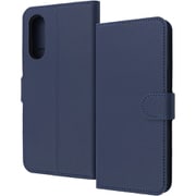 RT-FRS24AELC9/DN [らくらくスマートフォン a/Lite用 Like standard 耐衝撃 ルーペ付き マグネットベルト シンプル 手帳型レザーケース / ダークネイビー]