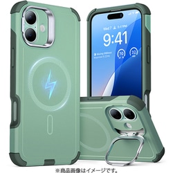 Cyber Tough Case with Stash Stand （HaloLock） iPhone 16 - Light Green [多用途カメラスタンド付き 7x軍用規格保護 MagSafe対応 耐衝撃 全面保護 iPhone 16 専用ケース]