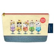 S2333880 [【限定】デニムポーチ フラット mofusand クリームソーダにゃん]