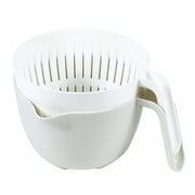 レンジで使える 持ち手付 ザル ボウル 湯切り 水切り 米研ぎ コンパクト 注ぎ口付き グレー 幅20×奥行17.8×高さ12cm 日本製 F2669