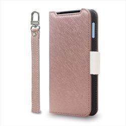 CR_AS9CSPLNA_CW [AQUOS sense9用 ケース 手帳型 カード 収納 ストラップ スタンド機能付 PU レザー デニム カバー NU シャンパンローズ×ホワイト]