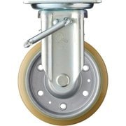 413JRP-UBB150 [ハンマー プレート式キャスター プレート式キャスター 固定（ストッパー付） 車輪径150mm ウレタン車輪（スチールホイール・ラジアルボールベアリング）]