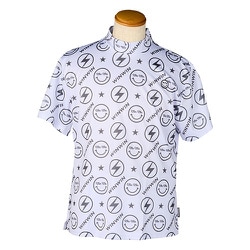 AW-41-L [ゴルフ メンズ半袖シャツ WINWIN SMILE NEW メンズ WH×SV Lサイズ]