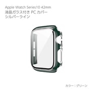 AW-GLSPC42-GR [Apple Watch Series10 42mm 液晶ガラス付PCカバー シルバーライン グリーン]