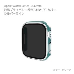 AW-006C42-SGR [Apple Watch Series10 42mm 液晶プライバシーガラス付PCカバー シルバーライン グリーン]