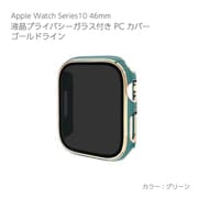 AW-006C46-GGR [Apple Watch Series10 46mm 液晶プライバシーガラス付PCカバー ゴールドライン グリーン]