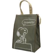 208477-25 PEANUTS 保冷保温マチ付きトート S スヌーピー カーキ