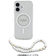 GUHMP16SHGCRELST [iPhone 16用 ケース TPU バックカバー フチ高設計 パールストラップ付 Magsafe充電対応 クリア]
