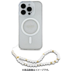 GUHMP16LHGCRELST [iPhone 16 Pro用 ケース TPU バックカバー フチ高設計 パールストラップ付 Magsafe充電対応 クリア]